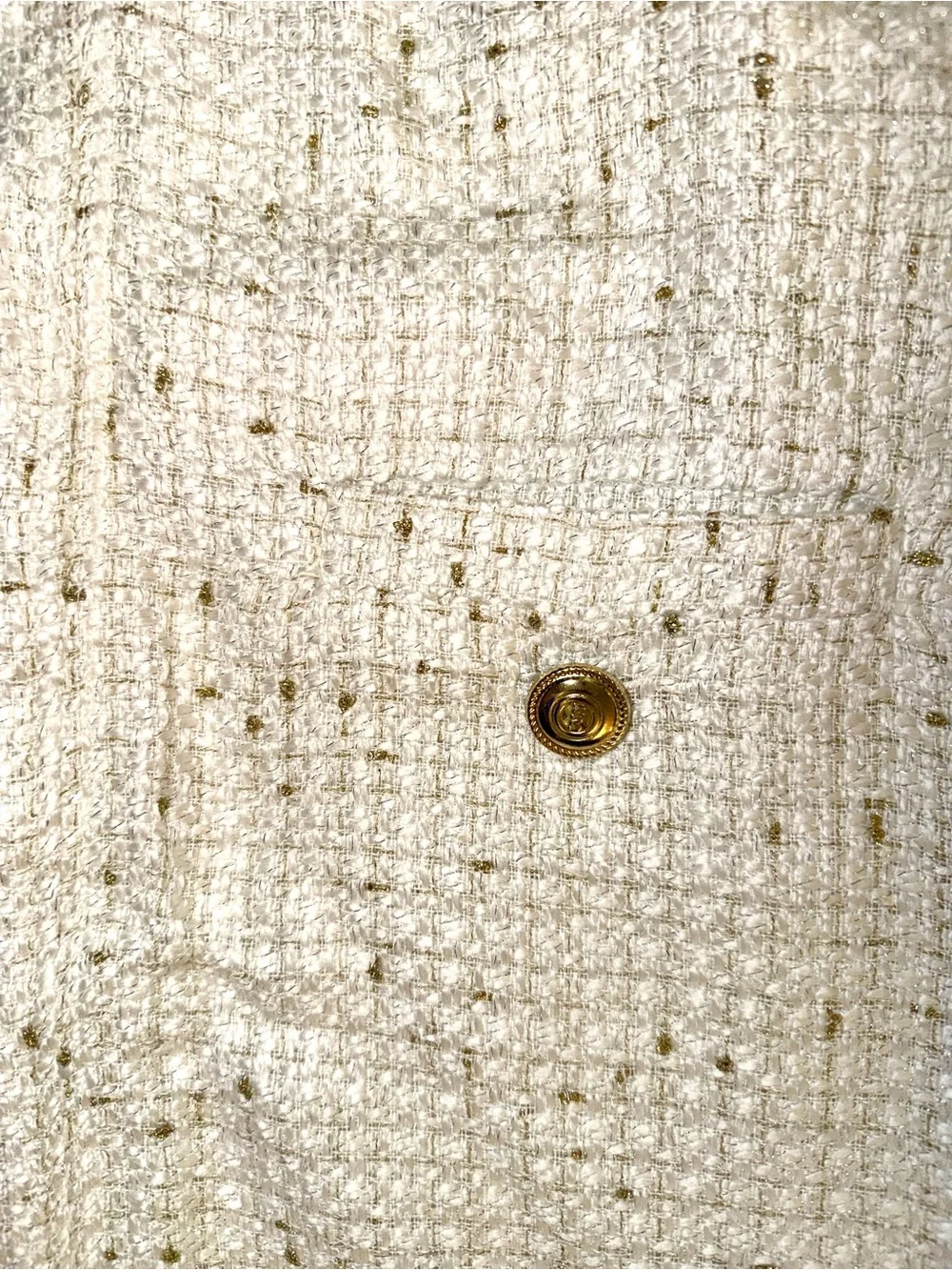 KAREN MILLEN Sleeveless Tweed Mini Dress White with Gold Buttons Size 4 UK8 NWT